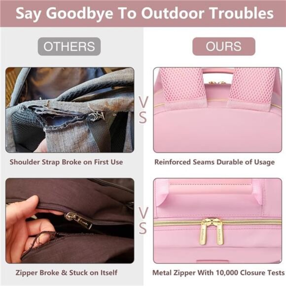 Pink Laptop Backpack Women Bookbag - 15.6 inch Computer Backpacks Purse Travel - Picture 6 of 7